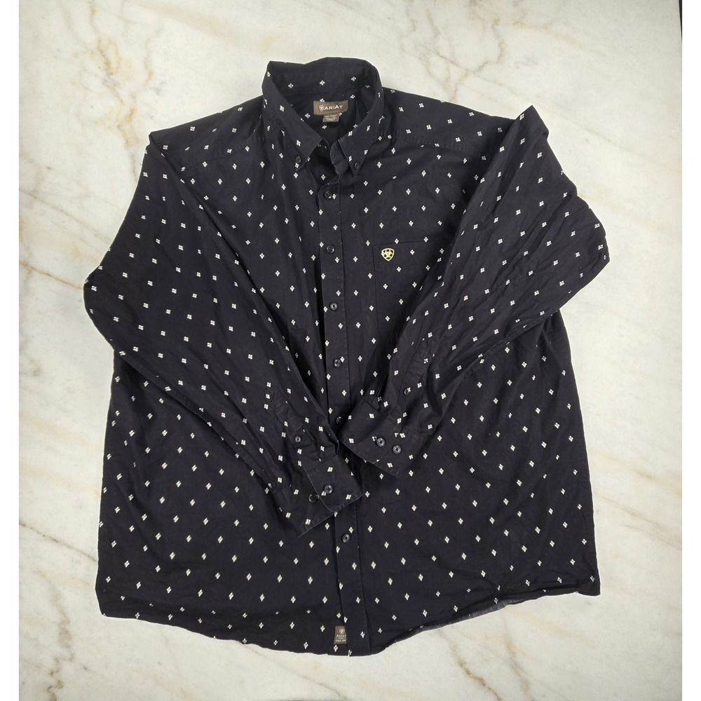 Ariat Taylor Men's Long Sleeve Button Down Black Geometric Diamond Print Western